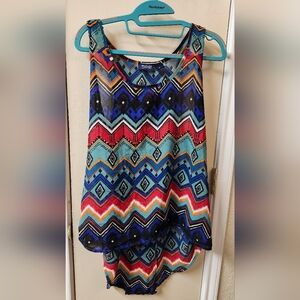 Vibrant Multicolor Geometric Skirt Open Back